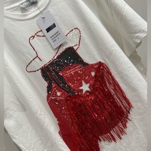 blueb collection Cowgirl sequin fringe shirt